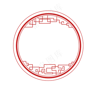 红色中国古代边框装饰图案免扣图,免抠元素