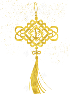 烫金中国风中国结装饰,免抠元素