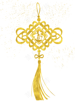 烫金中国风中国结装饰,免抠元素