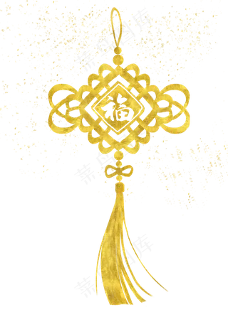 烫金中国风中国结装饰,免抠元素