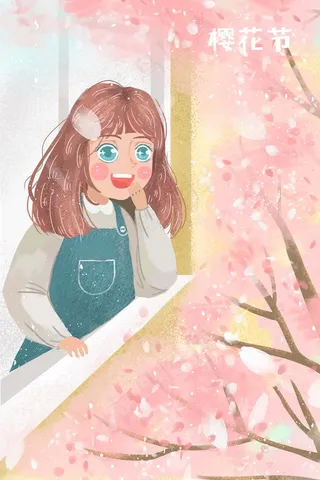 春天踏青赏花樱花公园赏樱花樱花开粉色