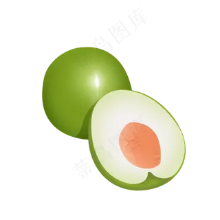 绿色光泽精致大枣psd透明底