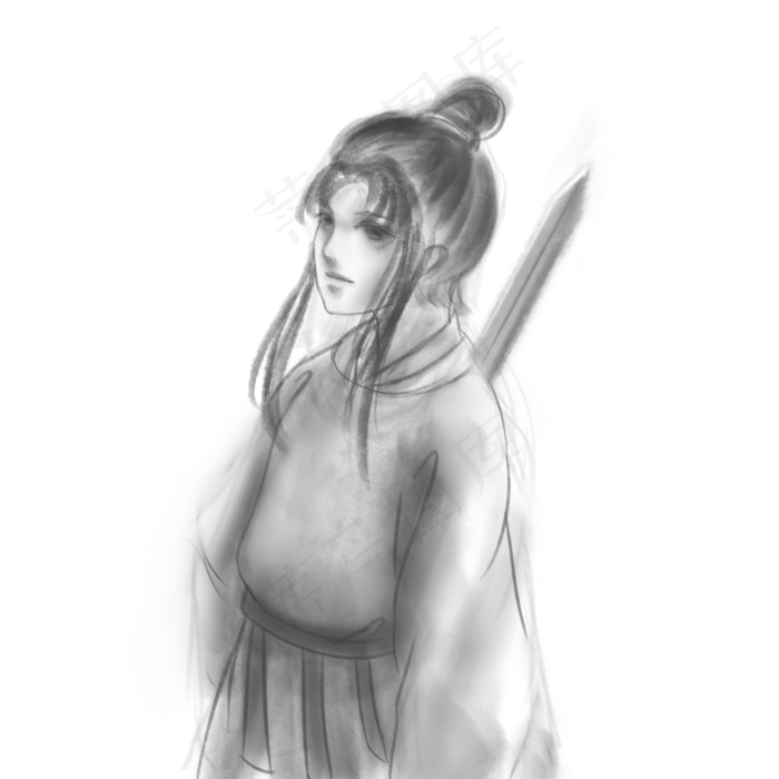 古风水墨武侠女侠(2000X2000(DPI:300))psd模版下载