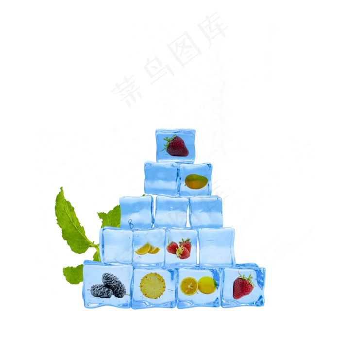夏日水果冰块(2000X2000(DPI:300))psd模版下载