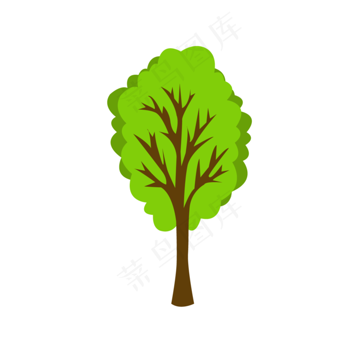 扁平卡通植树节树木与元素,免抠元素
