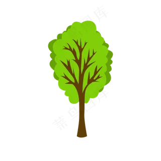 扁平卡通植树节树木与元素,免抠元素