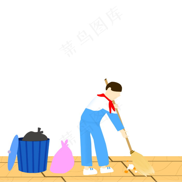 五一学生学习扫除校园劳动PNG(3000X3000(DPI:300))psd模版下载