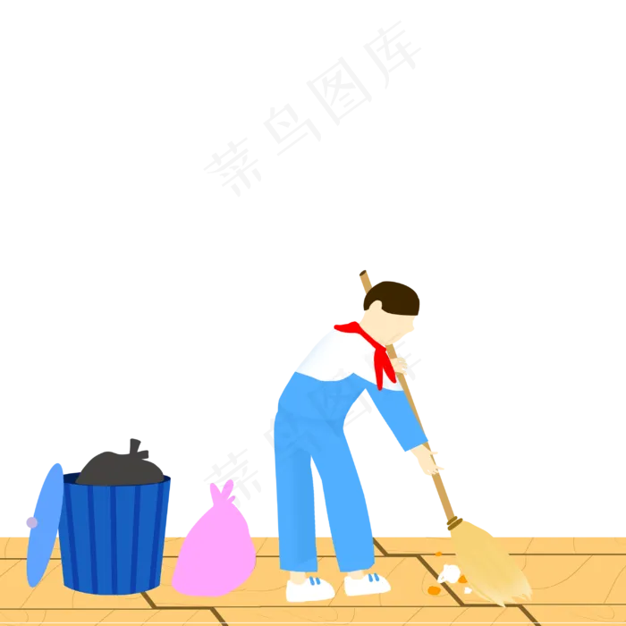 五一学生学习扫除校园劳动PNG(3000X3000(DPI:300))psd模版下载