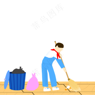 五一学生学习扫除校园劳动PNG