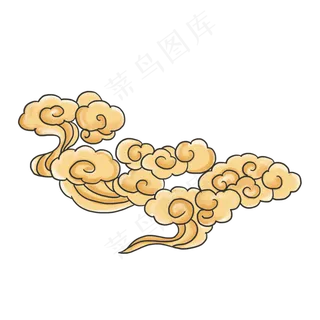 金色云朵漂浮元素,免抠元素