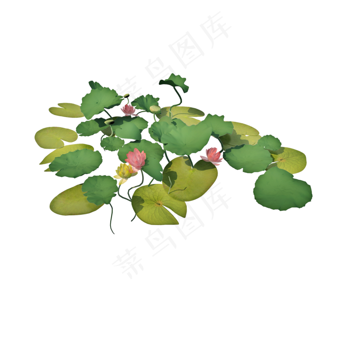 立体荷花池png图(2000X2000(DPI:300))psd模版下载