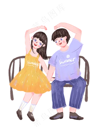 情人节卡通可爱情侣比心