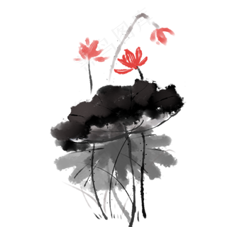 水墨荷花中国风元素