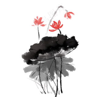 水墨荷花中国风元素