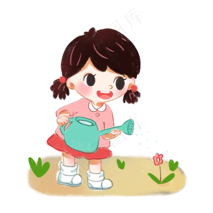 人物蜡笔风浇花草(2000X2000(DPI:350))psd模版下载