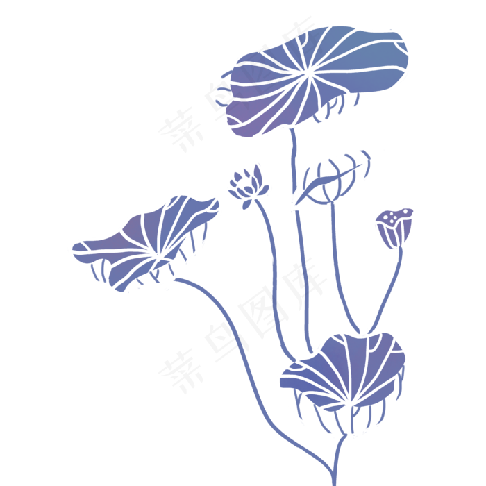 春夏渐变颜色梦幻色彩线条荷花荷