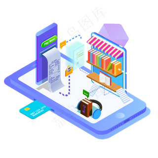 2.5D手机网络利用电子书学习和享�,免抠元素