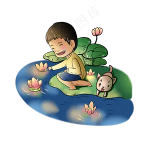中元节鬼节小男孩放河灯插图