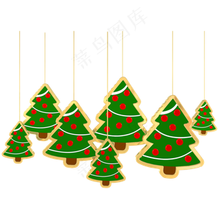 圣诞节圣诞树C4D立体金边挂饰装饰,免抠元素