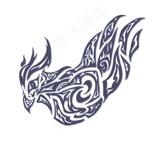 黑白鸟类图腾纹身图案