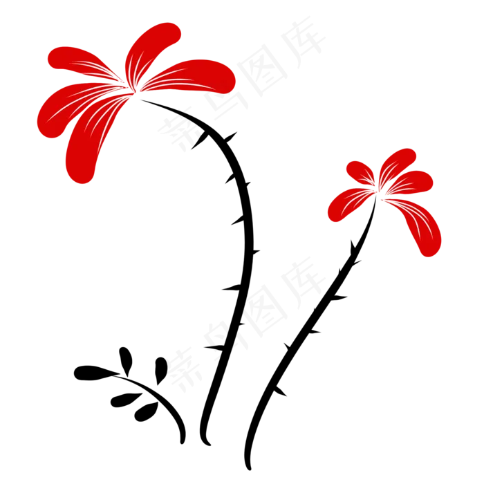 2朵矢量罂粟花(2000*2000px 72 dpi )ai矢量模版下载
