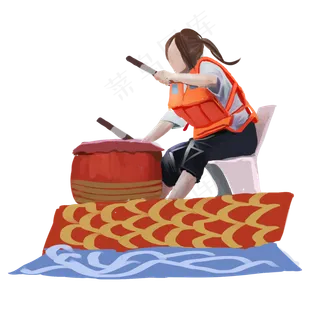 赛龙舟敲鼓人物