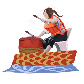 赛龙舟敲鼓人物