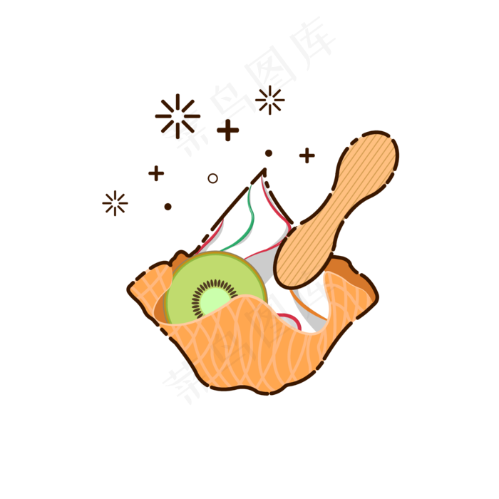 手绘矢量MBE风格甜筒