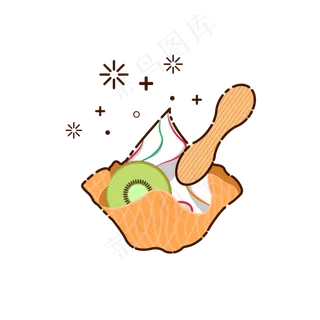 手绘矢量MBE风格甜筒