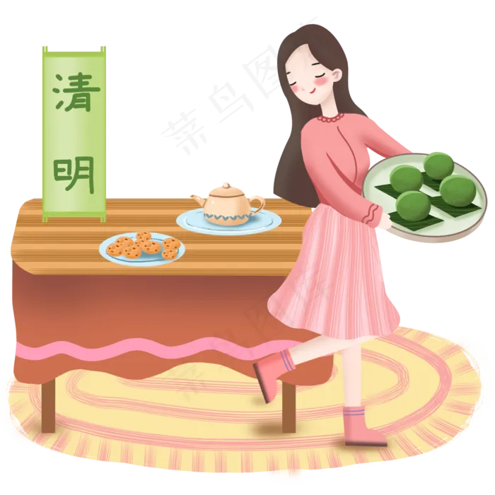 清明节做青团人物(2000X2000(DPI:300))psd模版下载