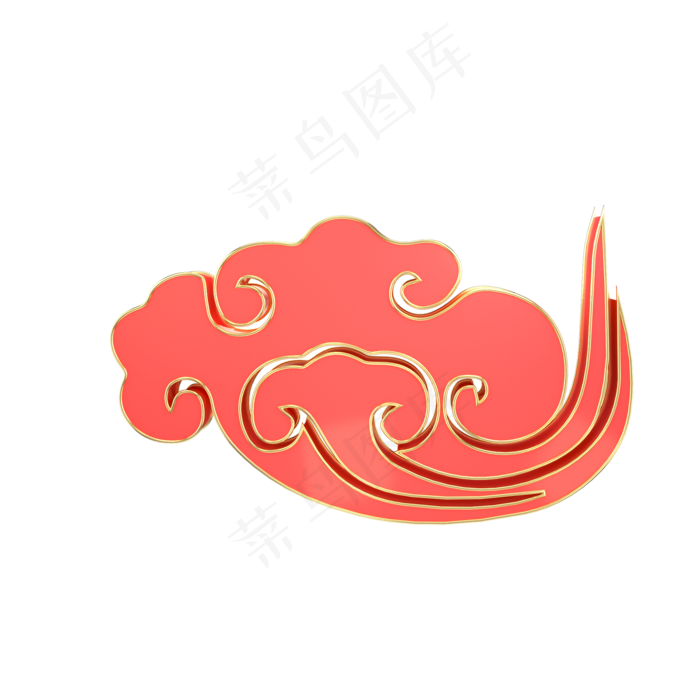 红色金色中国风祥云,免抠元素