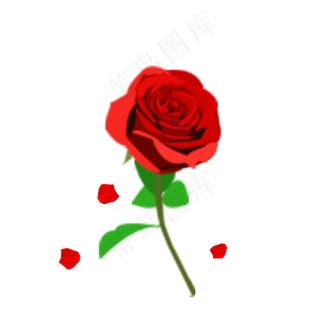 情人节手绘玫瑰玫瑰花瓣商用元素