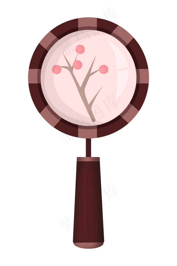 手绘水果放大镜插画