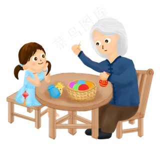 夏季端午节奶奶女孩缝制香包手绘