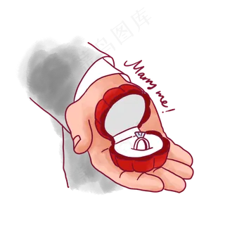 婚礼手绘求婚钻戒PNG免抠素材