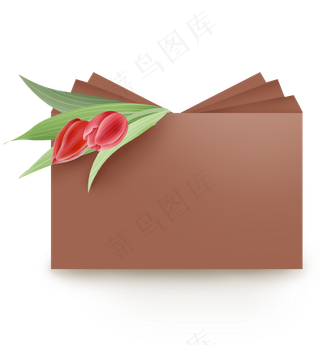 红色郁金香折纸文本框