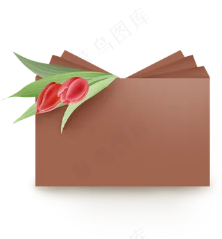 红色郁金香折纸文本框