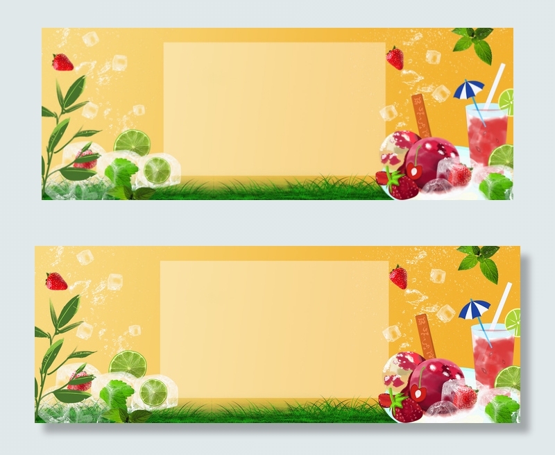 水果冷饮清新手绘黄色banner(1920*700px 	       )psd模版下载