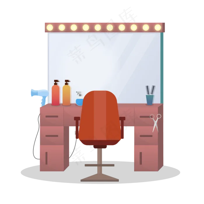 三月三龙抬头理发台剪发矢量图,免抠元素(2000*2000px 300 dpi )ai矢量模版下载