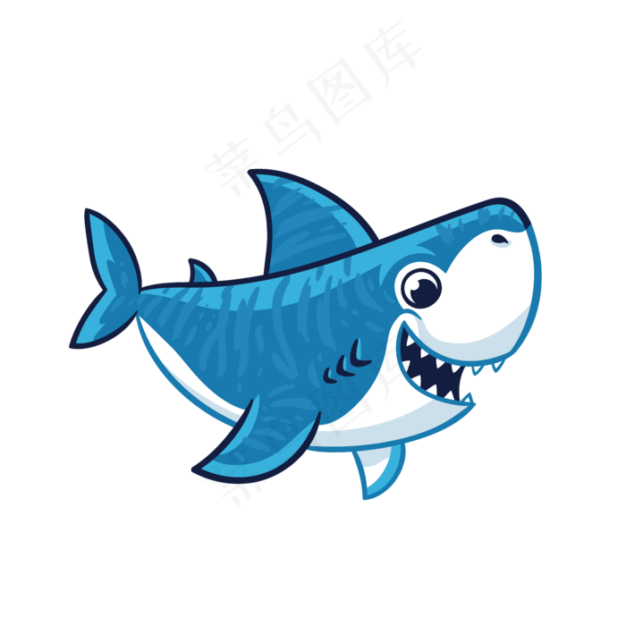 卡通可爱鲨鱼表情图可商用元素,免抠元素