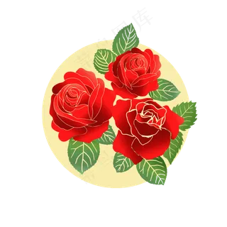手绘风玫瑰花元素