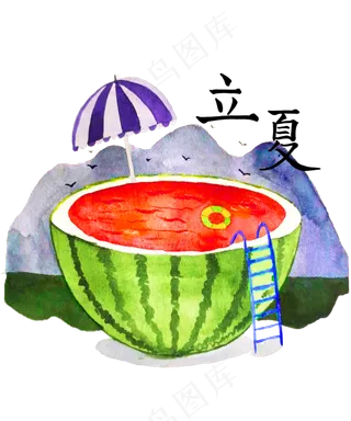 立夏节气西瓜可口解渴PNG
