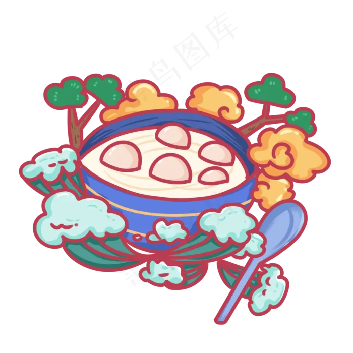 国潮美食汤圆(2000X2000(DPI:300))psd模版下载