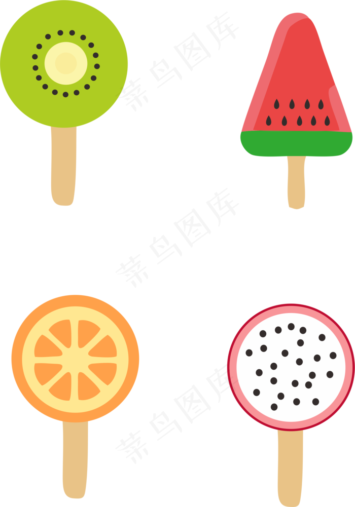 水果扁平化新媒体图标