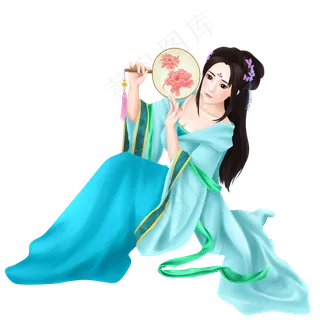 古风拿扇子女孩