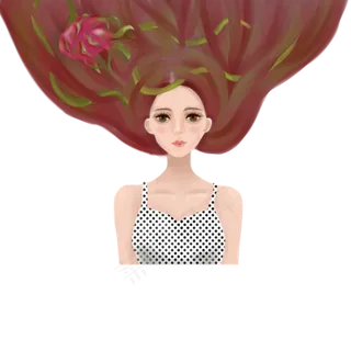 交织着玫瑰的长发美女