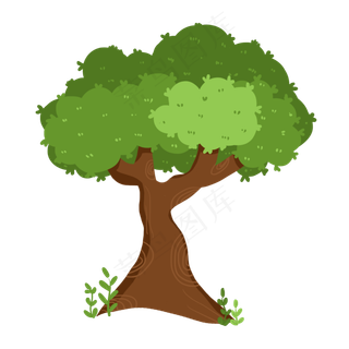 卡通手绘绿色树木,免抠元素