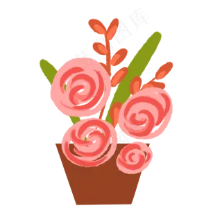 手绘卡通粉色玫瑰花朵