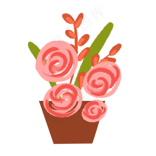 手绘卡通粉色玫瑰花朵
