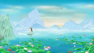 中国古风夏日荷花